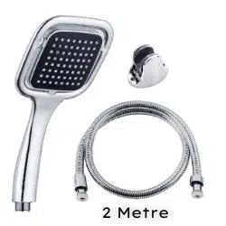 Siyah Kare Banyo Duş Seti 2 Metre Duş Hortum Mafsal Ve Başlık Set